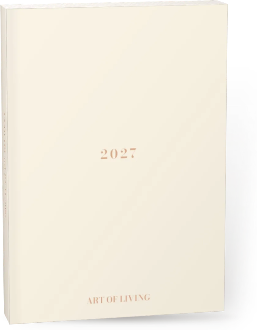 Anahata Journal 2027, closed, seen from the front: cream cover with ‘2027’ in gold lettering.